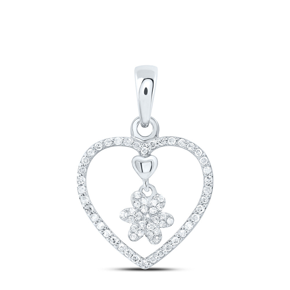 10K Yellow Or White Gold 1/6Cttw Natural Diamond Gift Heart Pendant