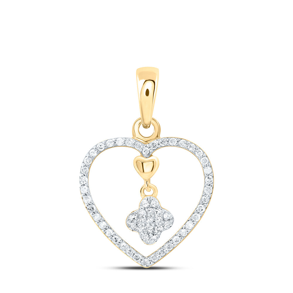 10K Yellow Or White Gold 1/6Cttw Natural Diamond Gift Heart Pendant