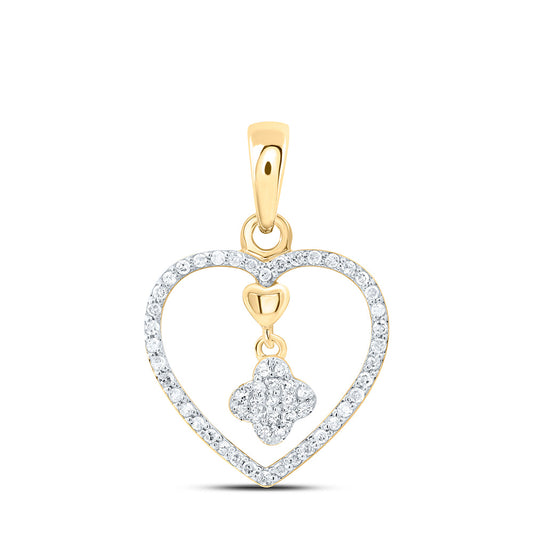 10K Yellow Or White Gold 1/6Cttw Natural Diamond Gift Heart Pendant