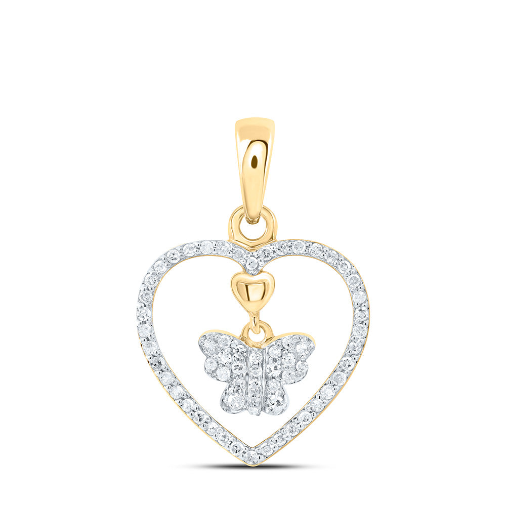 10K Yellow Or White Gold 1/5Cttw Natural Diamond Gift Heart Pendant