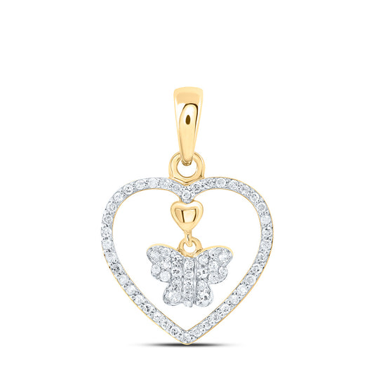 10K Yellow Or White Gold 1/5Cttw Natural Diamond Gift Heart Pendant