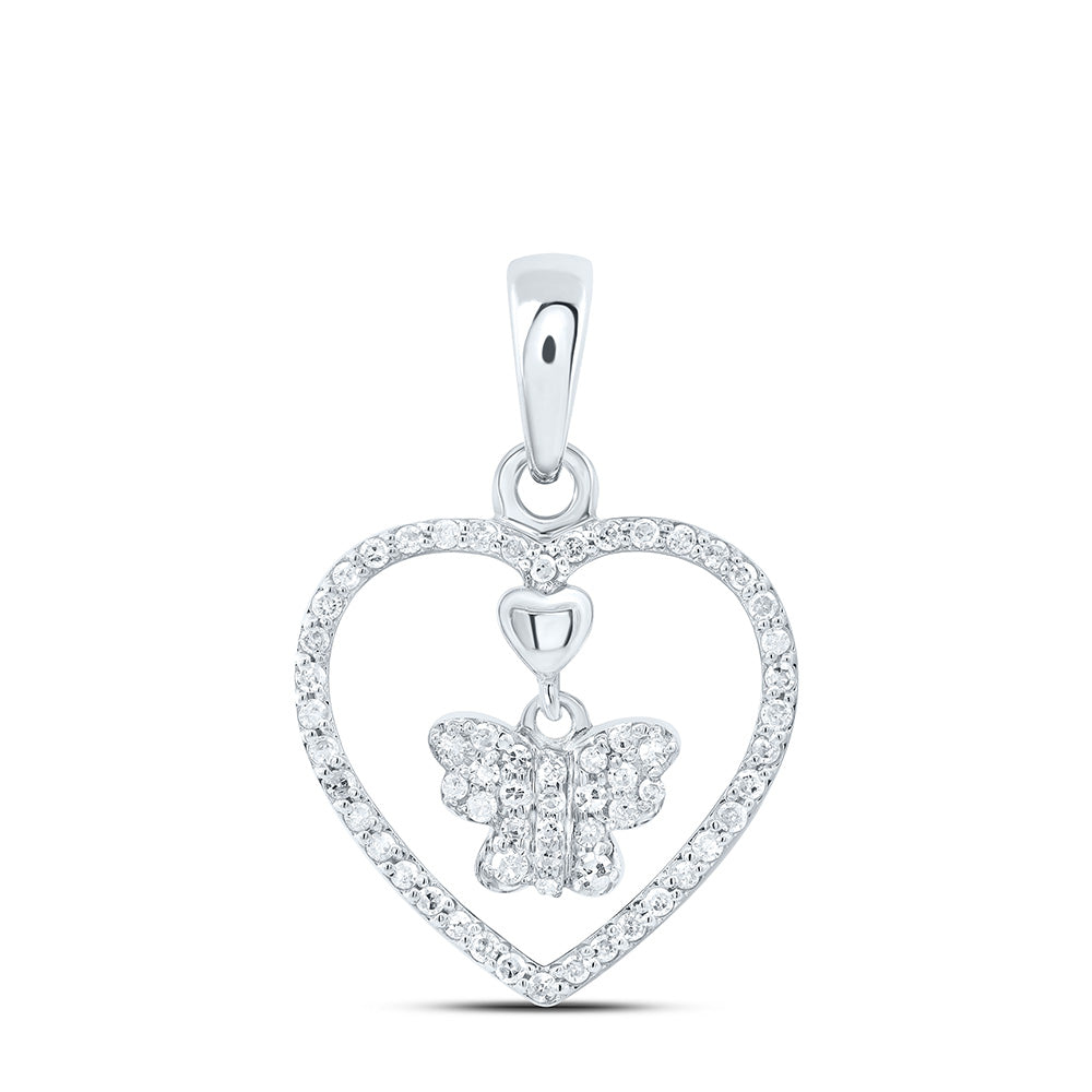 10K Yellow Or White Gold 1/5Cttw Natural Diamond Gift Heart Pendant