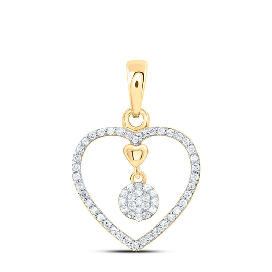 10K Yellow Or White Gold 1/6Cttw Natural Diamond Gift Heart Pendant
