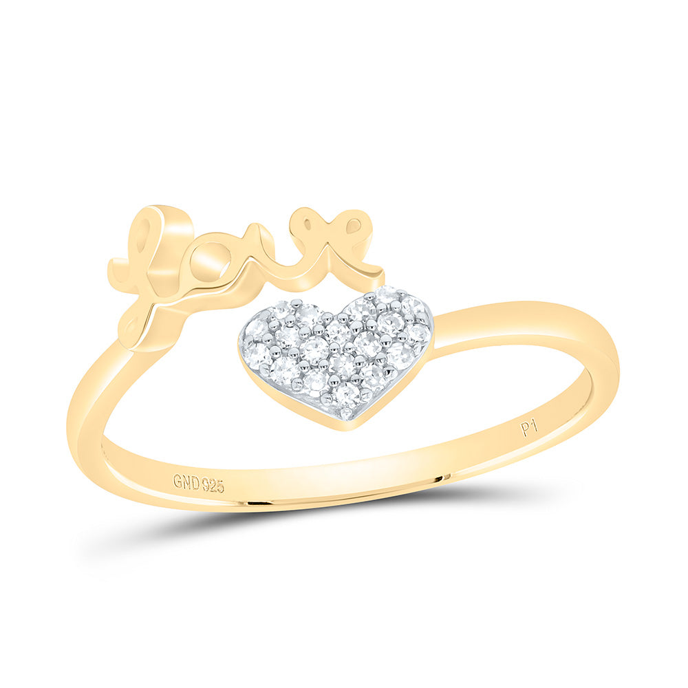 Sterling Silver 1/12Cttw Natural Diamond Gift Love Heart Ring