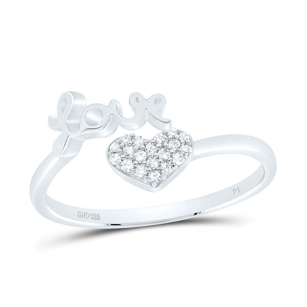 Sterling Silver 1/12Cttw Natural Diamond Gift Love Heart Ring