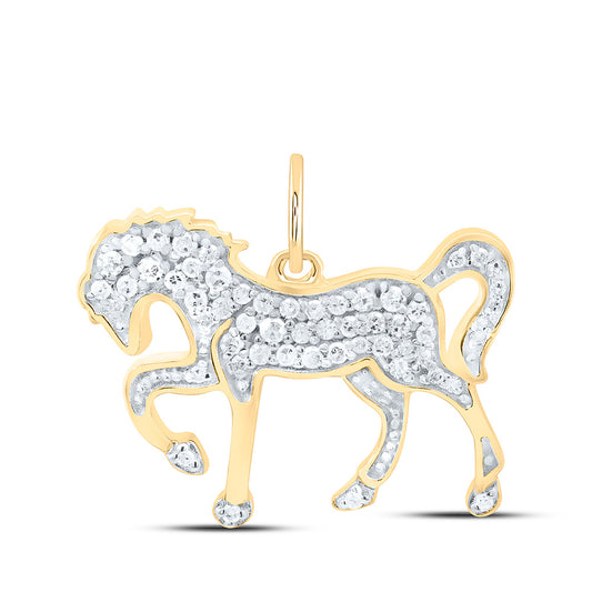10K Yellow Or White Gold 1/4Cttw  Natural Diamond Gift Horse Pendant