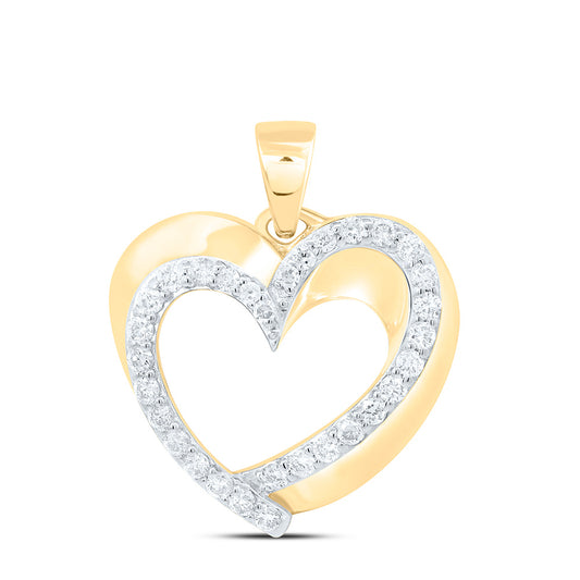 10K Yellow Gold 1/3 Cttw Natural Diamond Gift  Heart Pendant