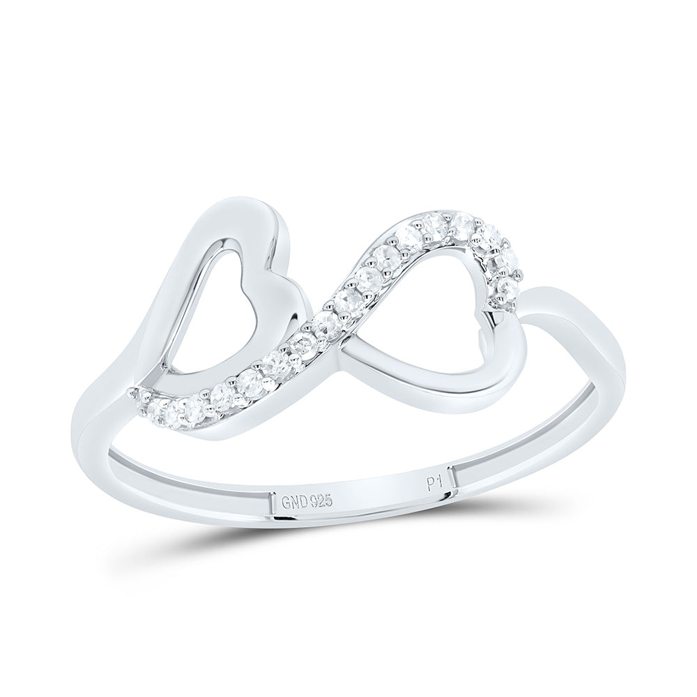 Sterling Silver 1/12Cttw Natural Diamond Gift  Heart Ring