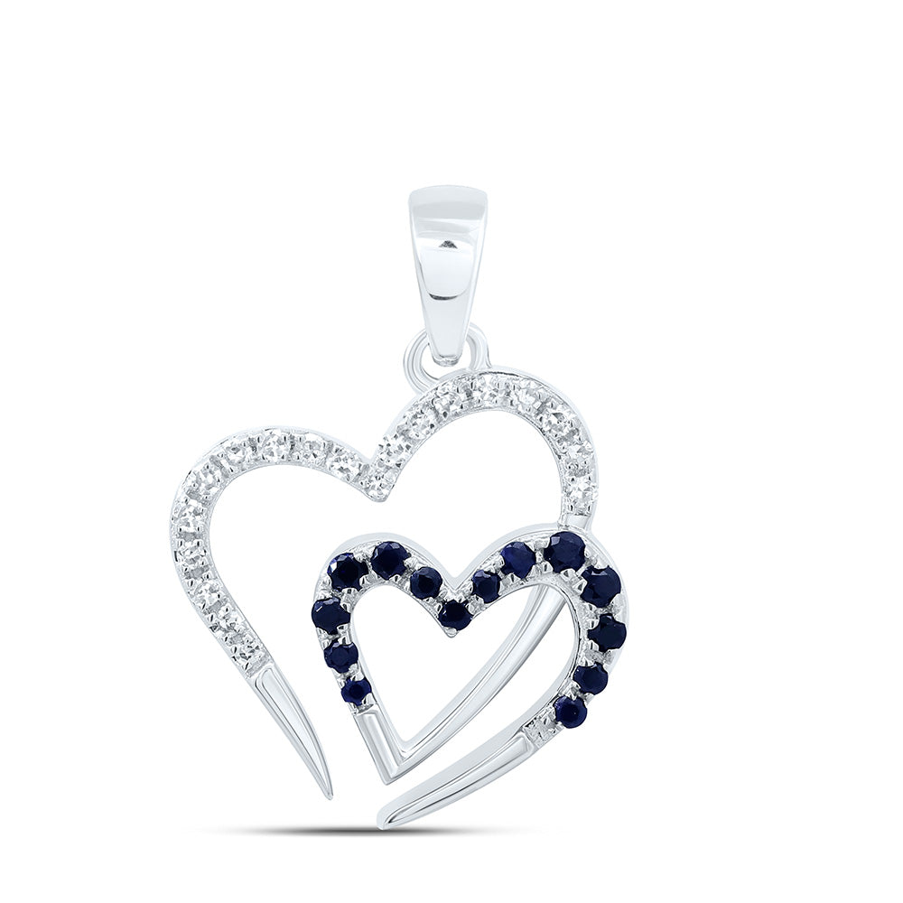 10K Yellow Or White Or Rose Gold 1/10Cttw Natural Diamond 1/10 Cttw Round Gem Heart Pendant