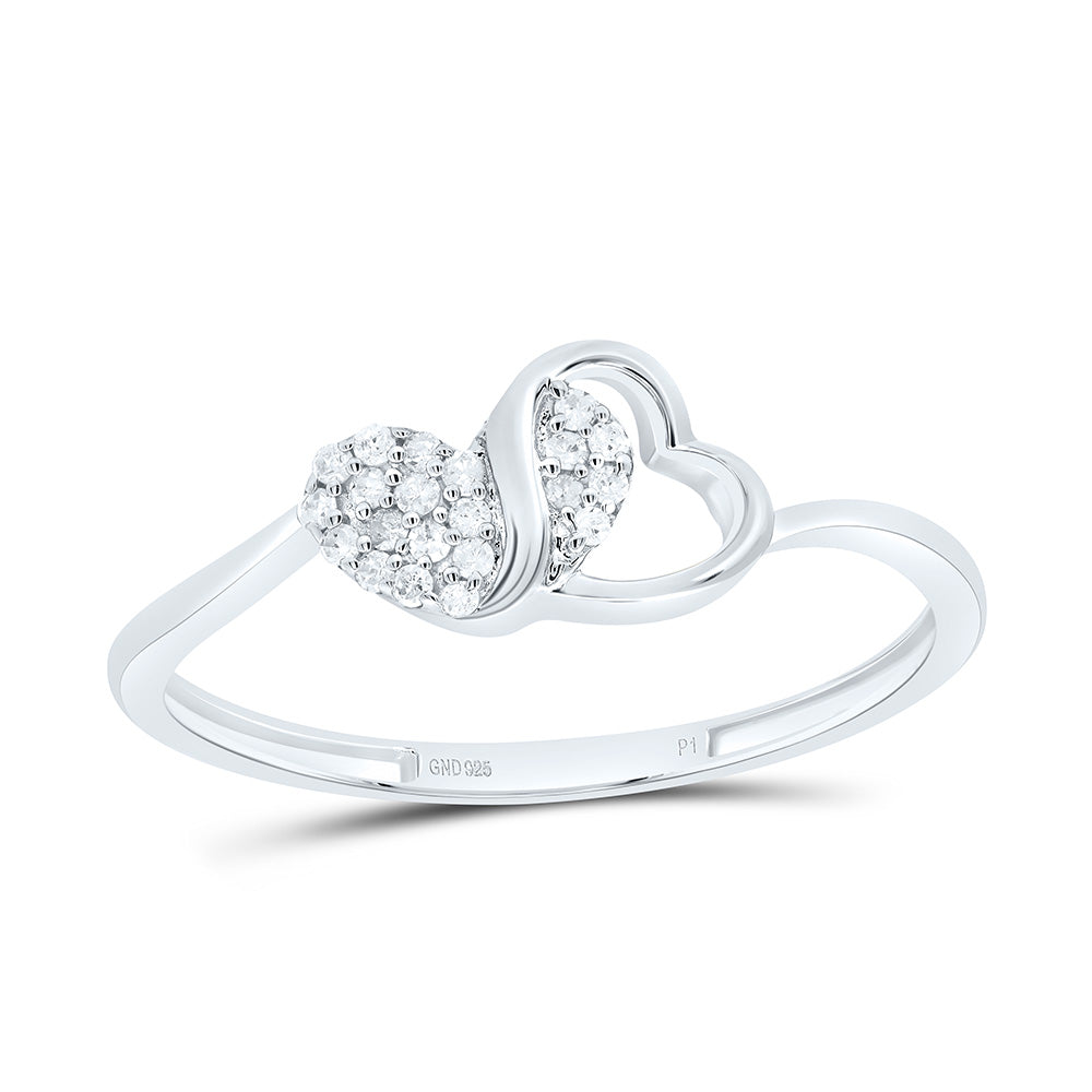 Sterling Silver 1/12Cttw Natural Diamond Gift Heart Ring