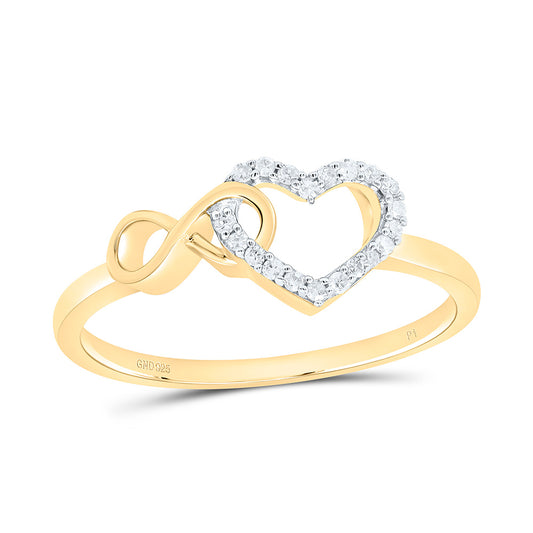 Sterling Silver 1/12Cttw Natural Diamond Gift Infinity Heart Ring