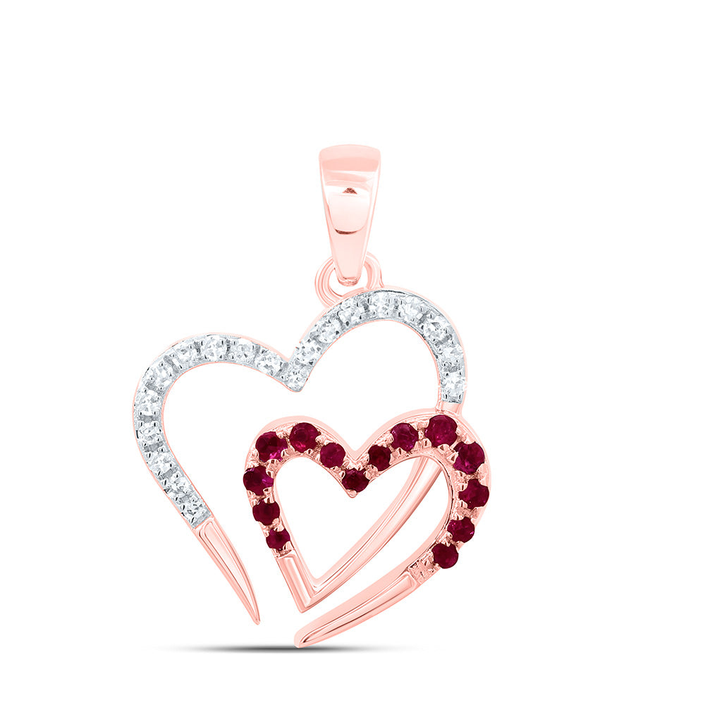 10K Yellow Or White Or Rose Gold 1/10Cttw Natural Diamond 1/10 Cttw Round Gem Heart Pendant