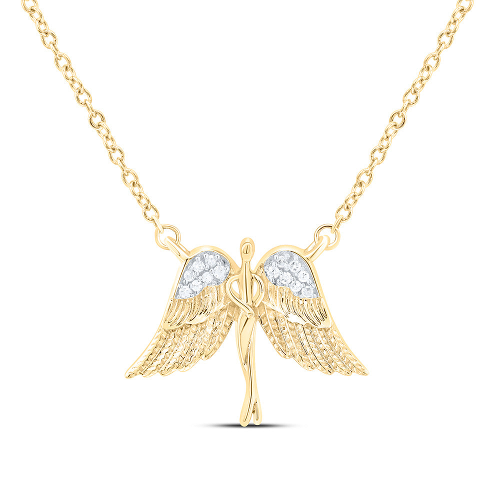 Sterling Silver 1/20Cttw  Natural Diamond Gift Angel Necklace (18 Inch)