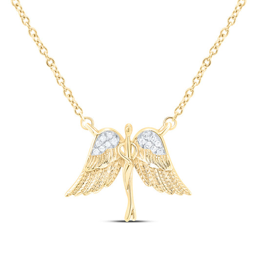 Sterling Silver 1/20Cttw  Natural Diamond Gift Angel Necklace (18 Inch)
