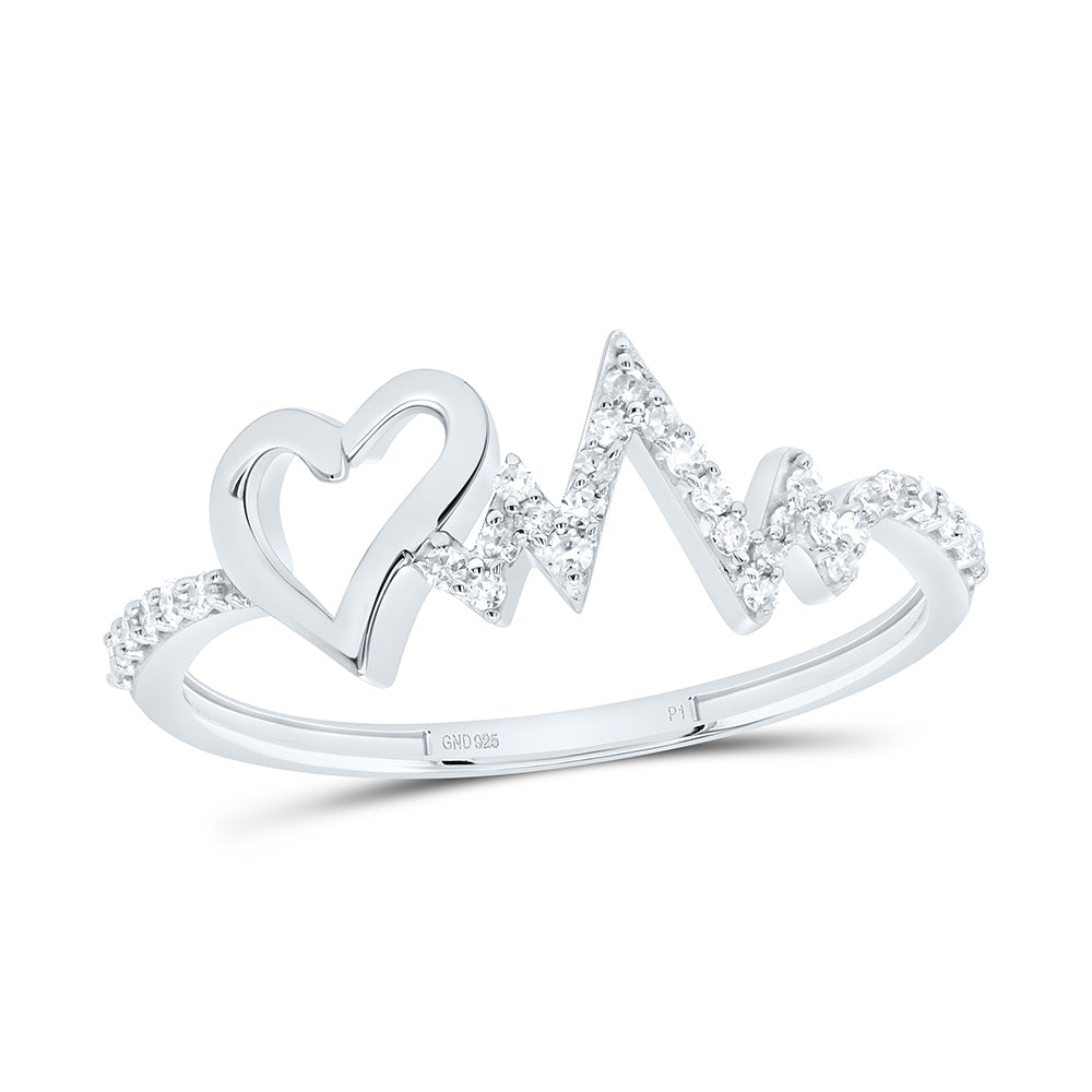 Sterling Silver 1/6Cttw Natural Diamond Gift  Heart Ring