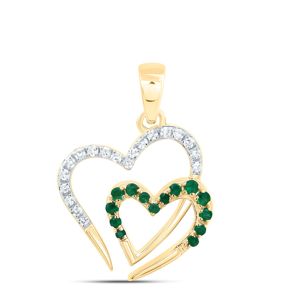 10K Yellow Or White Or Rose Gold 1/10Cttw Natural Diamond 1/10 Cttw Round Gem Heart Pendant