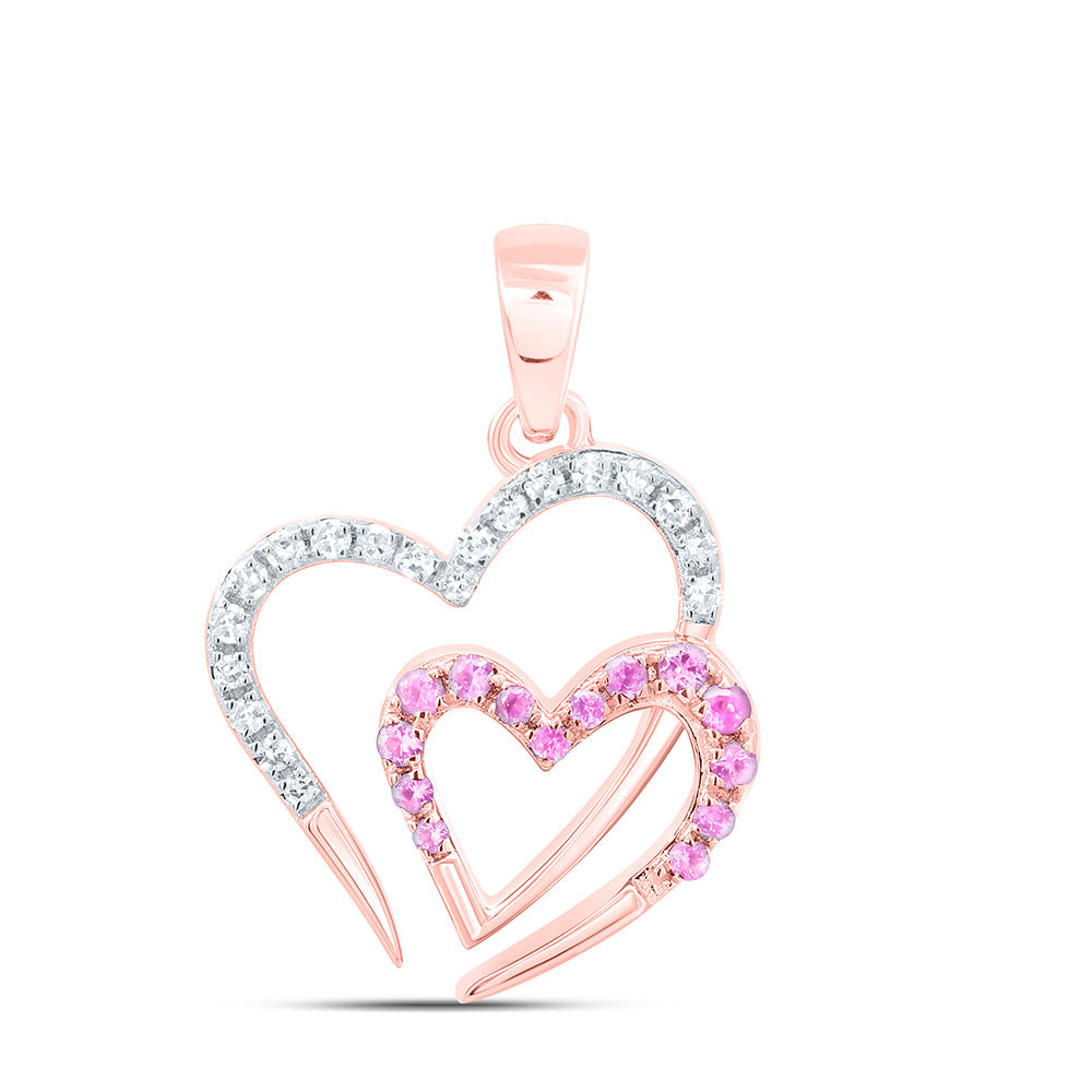 10K Yellow Or White Or Rose Gold 1/10Cttw Natural Diamond 1/10 Cttw Round Gem Heart Pendant
