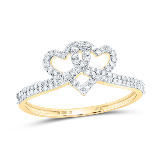 10K Yellow Or White Gold 1/4Cttw Natural Diamond Gift Heart Ring