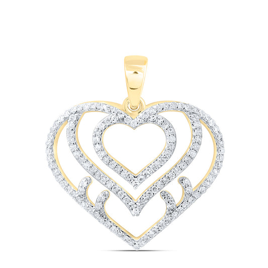 10K Yellow Or White Gold 1/3Cttw Natural Diamond Gift Heart Pendant
