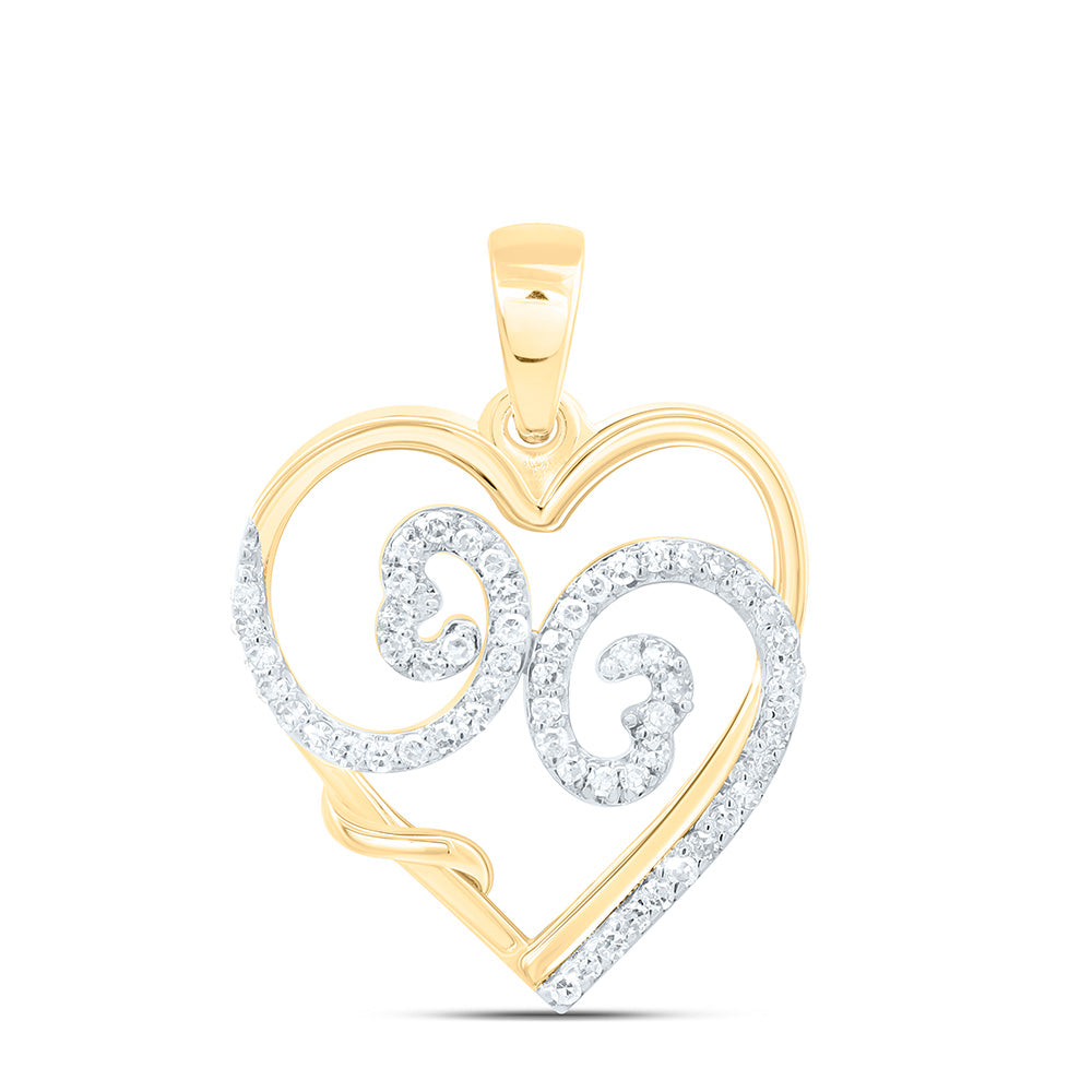 10K Yellow Or White Gold 1/8Cttw Natural Diamond Gift Heart Pendant
