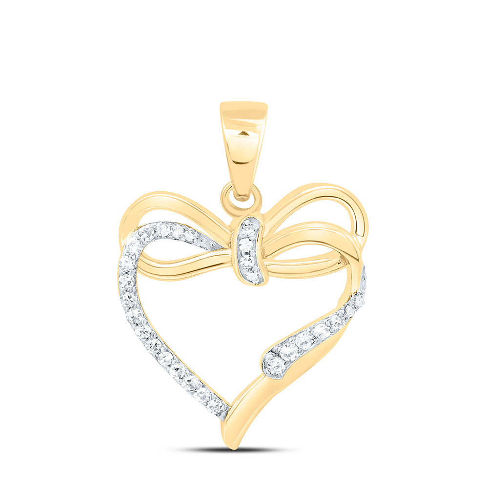 10K Yellow Or White Gold 1/10Cttw Natural Diamond Gift Heart Pendant