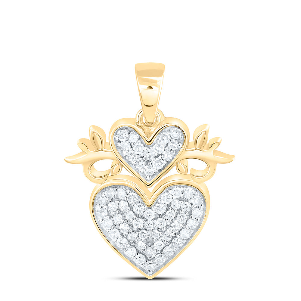 10K Yellow Or White Gold 1/4Cttw Natural Diamond Gift Heart Pendant
