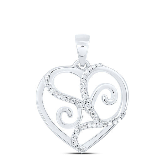 Sterling Silver 1/10Ctw Natural Diamond Gift Heart Pendant