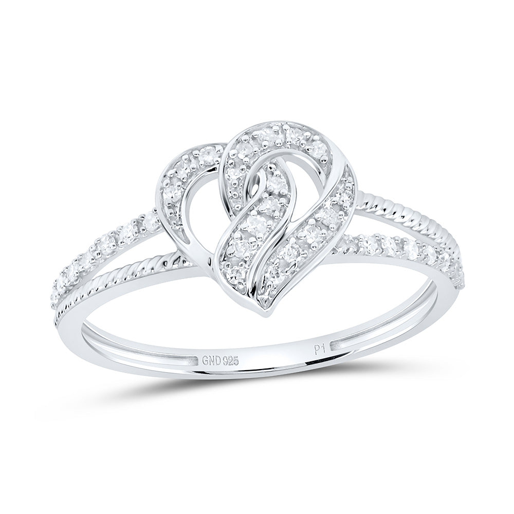 Sterling Silver 1/8Cttw Natural Diamond Gift Heart Ring