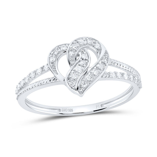 Sterling Silver 1/8Cttw Natural Diamond Gift Heart Ring