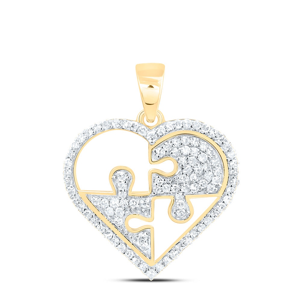 10K Yellow Or White Gold 1/3Cttw Natural Diamond Gift Heart Pendant