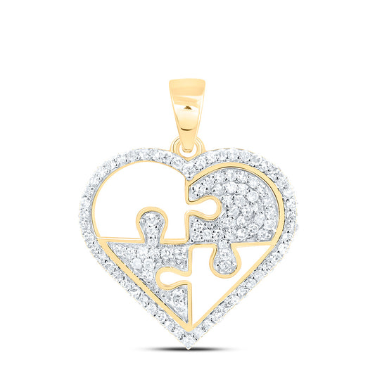 10K Yellow Or White Gold 1/3Cttw Natural Diamond Gift Heart Pendant