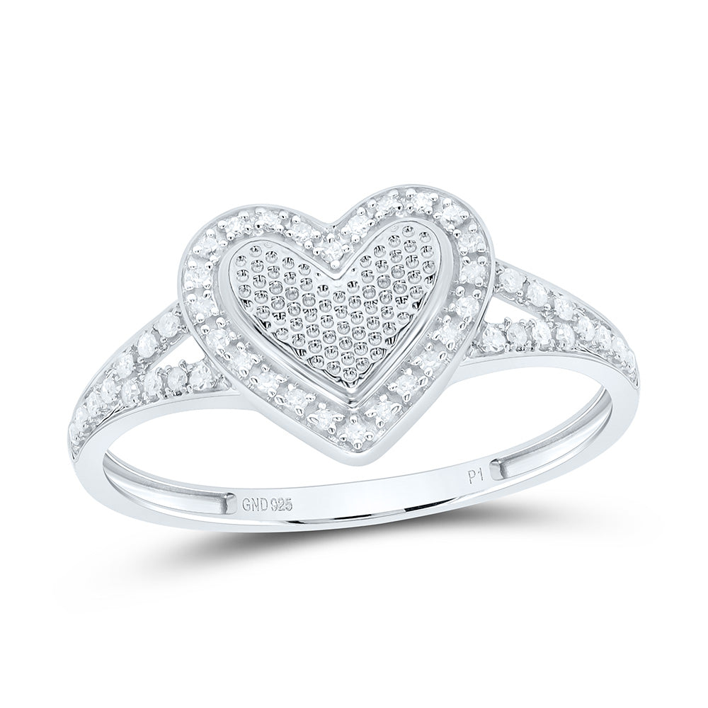 Sterling Silver 1/6Cttw Natural Diamond Gift Heart Ring