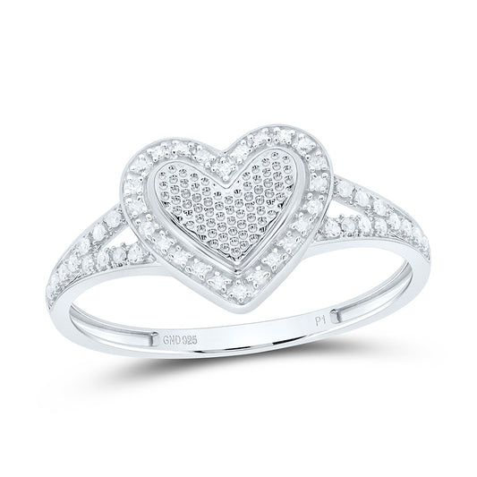 Sterling Silver 1/6Cttw Natural Diamond Gift Heart Ring
