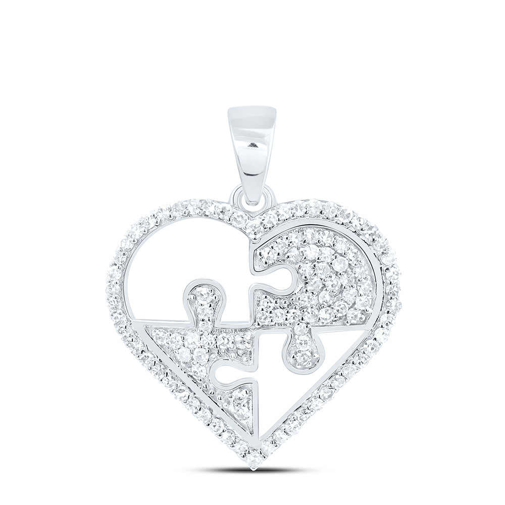 10K Yellow Or White Gold 1/3Cttw Natural Diamond Gift Heart Pendant