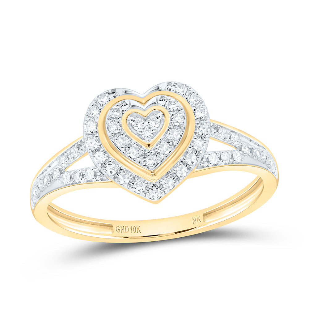 10K Yellow Gold 1/5Cttw Natural Diamond Nk Gift Heart Ring
