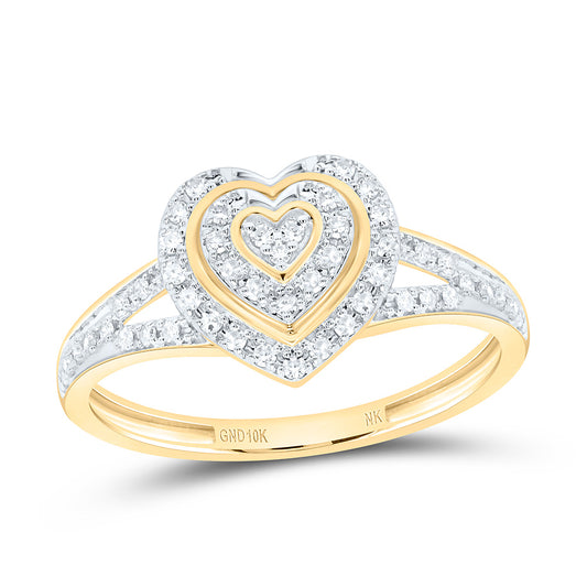 10K Yellow Gold 1/5Cttw Natural Diamond Nk Gift Heart Ring