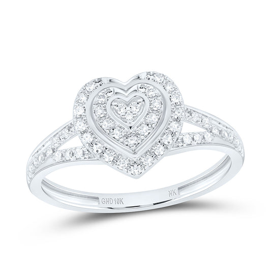 10K White Gold 1/5Cttw Natural Diamond Gift Heart Ring