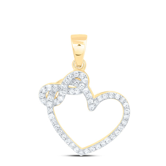 10K Yellow Or White Gold 1/5Cttw Natural Diamond Gift Infinity Heart Pendant