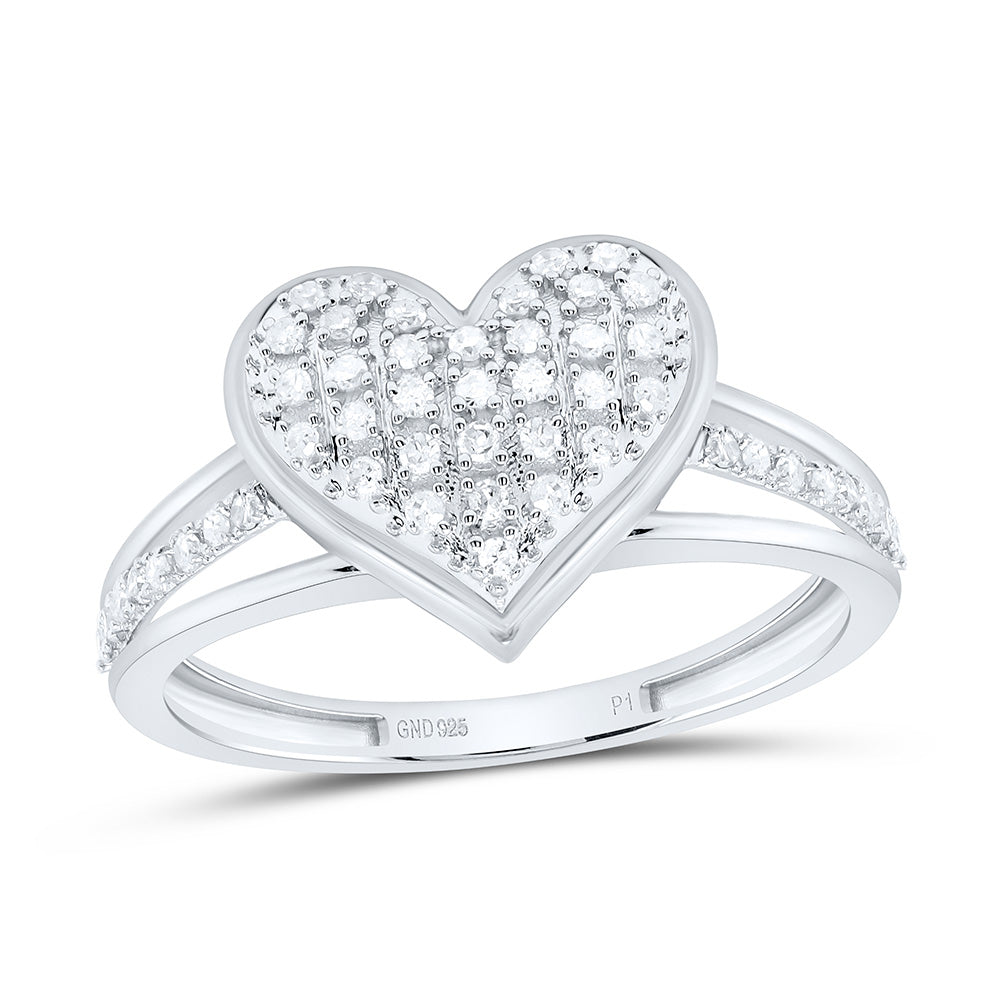 Sterling Silver 1/5Cttw Natural Diamond Gift Heart Ring