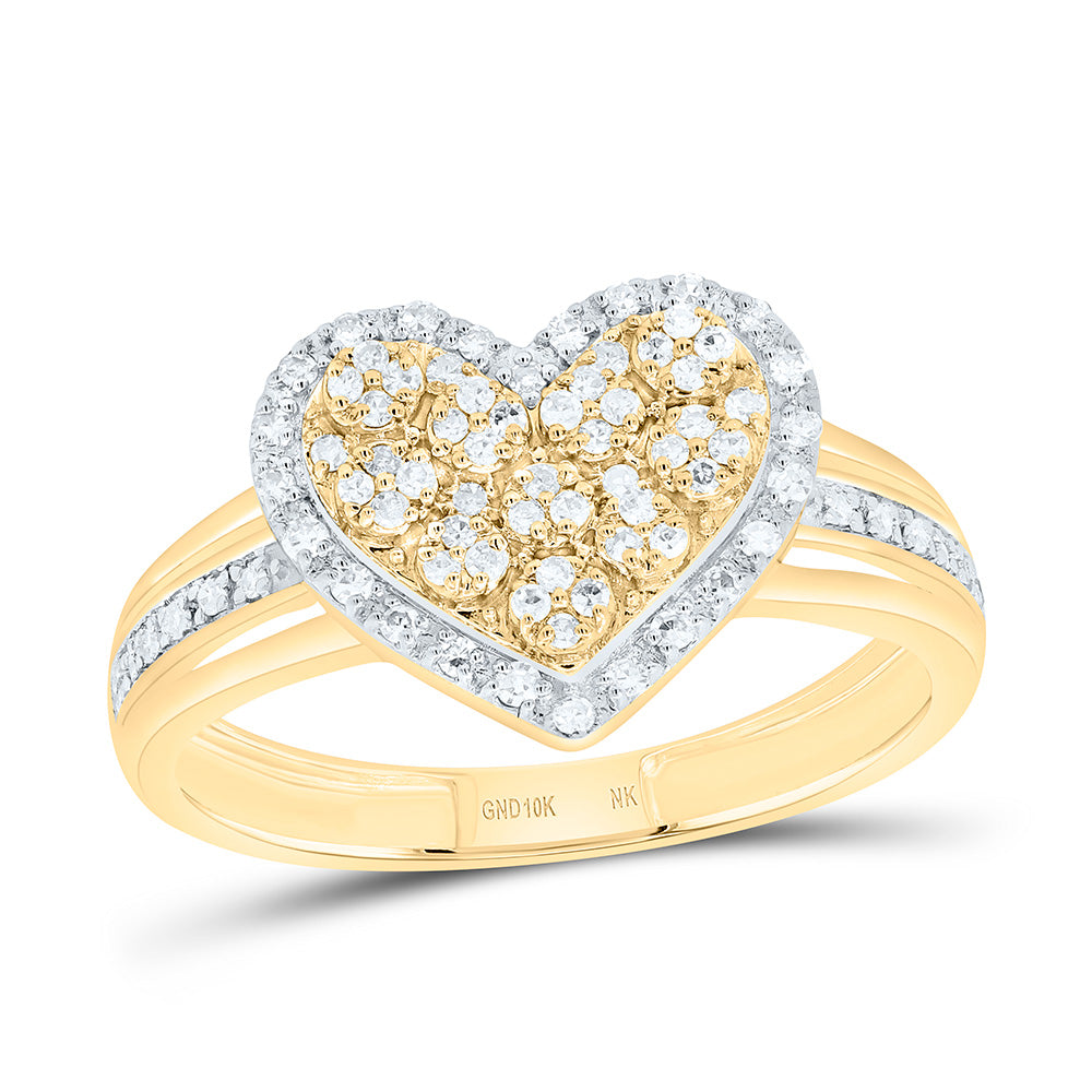 10K Yellow Or White Gold 1/4Cttw Natural Diamond Gift Heart Ring