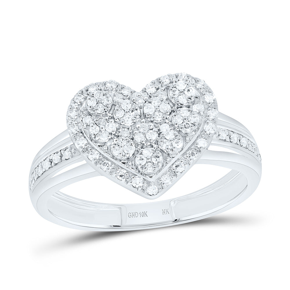 10K Yellow Or White Gold 1/4Cttw Natural Diamond Gift Heart Ring