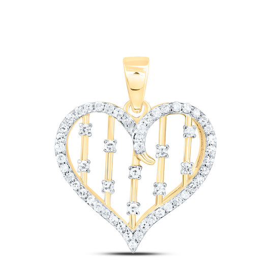 10K Yellow Or White Gold 1/4Cttw Natural Diamond Gift Heart Pendant