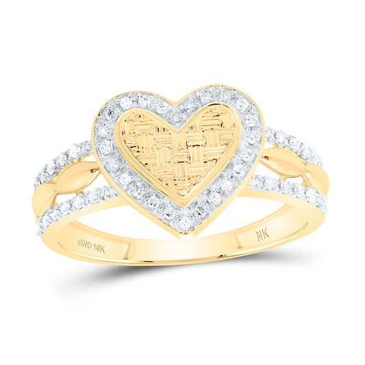 10K Yellow Gold 1/6Cttw Natural Diamond Gift Heart Ring