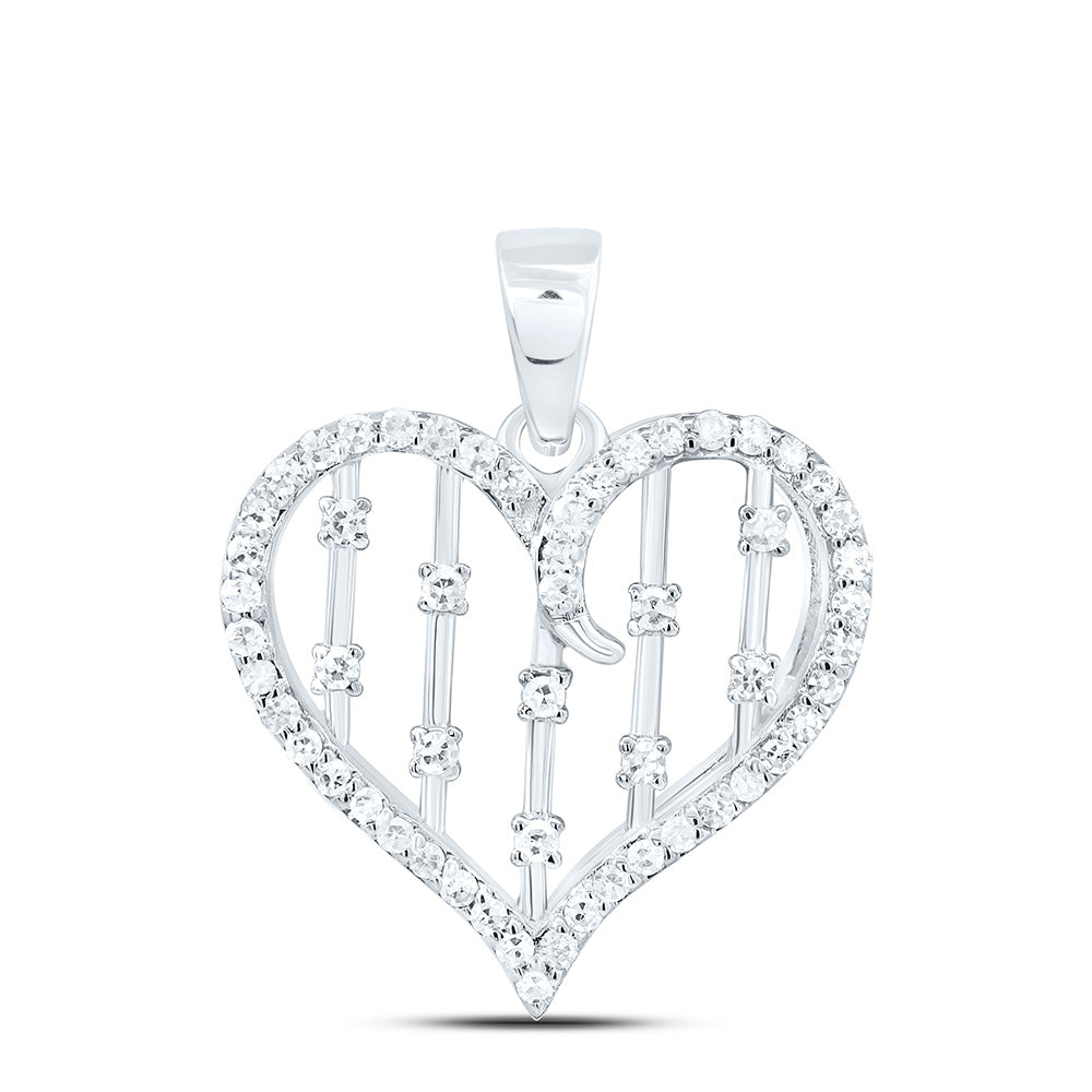 10K Yellow Or White Gold 1/4Cttw Natural Diamond Gift Heart Pendant