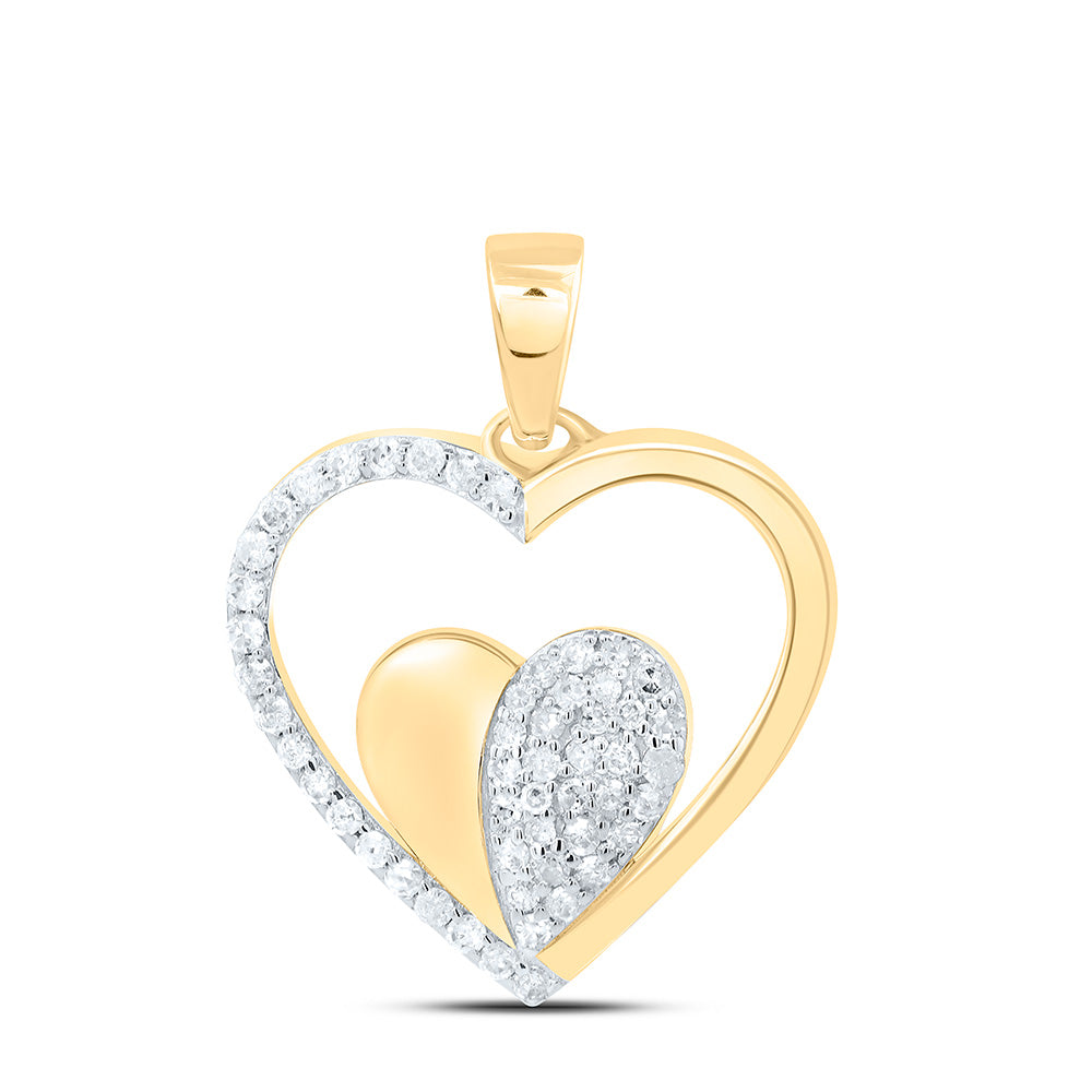 10K Yellow Or White Gold 1/4Cttw Natural Diamond Gift Heart  Pendant