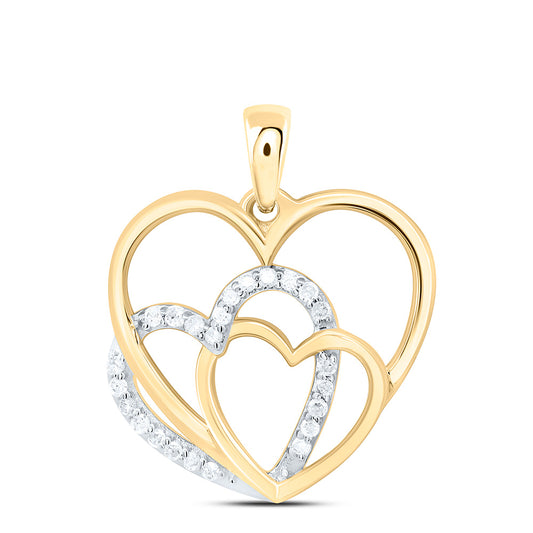 10K Yellow Or White Gold 1/10Cttw Natural Diamond Gift Heart  Pendant