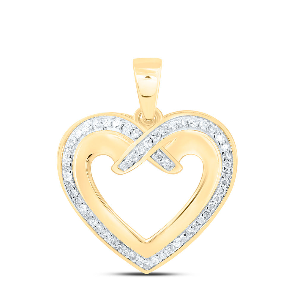 10K Yellow Or White Gold 1/6Cttw Natural Diamond Gift Heart  Pendant