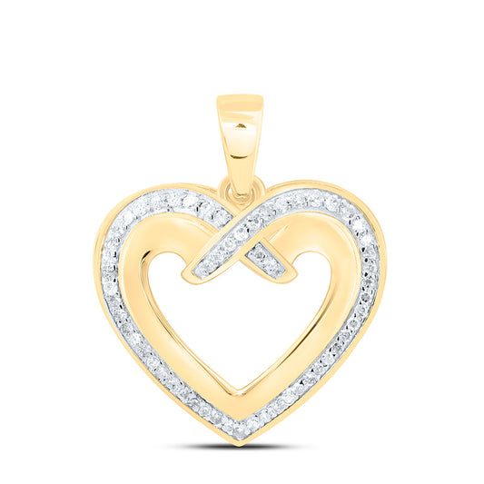 10K Yellow Or White Gold 1/6Cttw Natural Diamond Gift Heart  Pendant