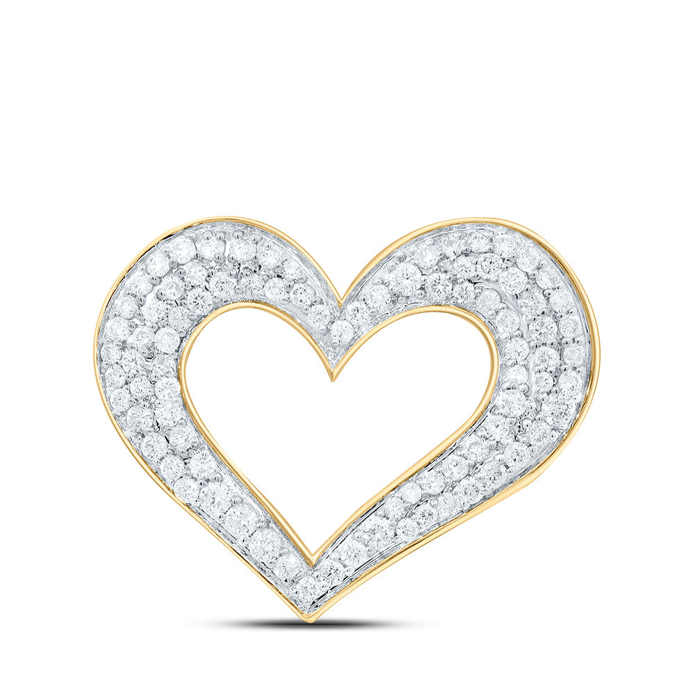10K Yellow Or White Gold 1/3Cttw Natural Diamond Cn Gift Heart Pendant