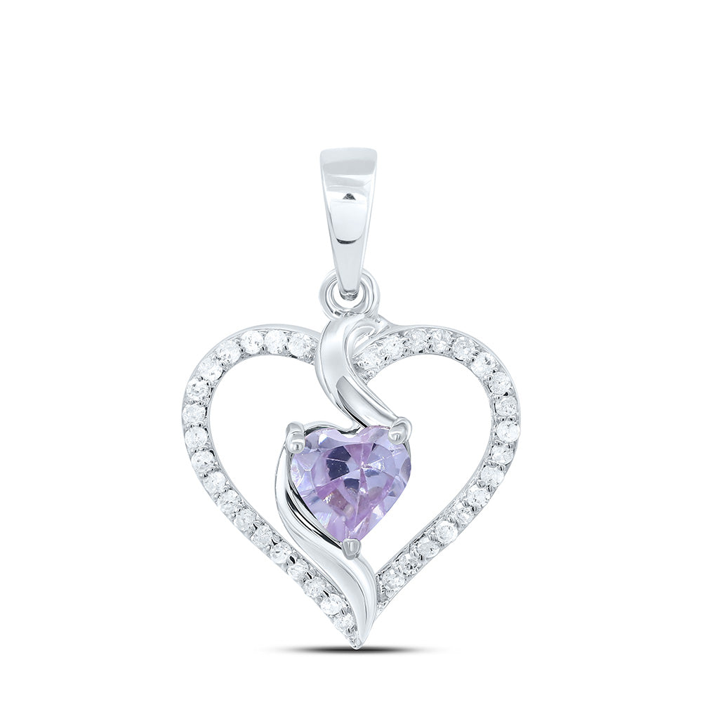 10K Yellow Or White Or Rose Gold 1/8Cttw Natural Diamond 5Mm Heart Garnet Synthetic Pendant